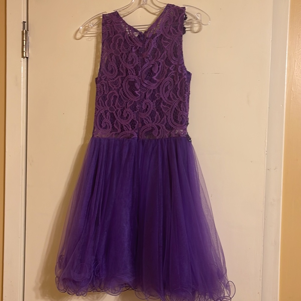 Purple Mini Homecoming Dress - Picture 3 of 3